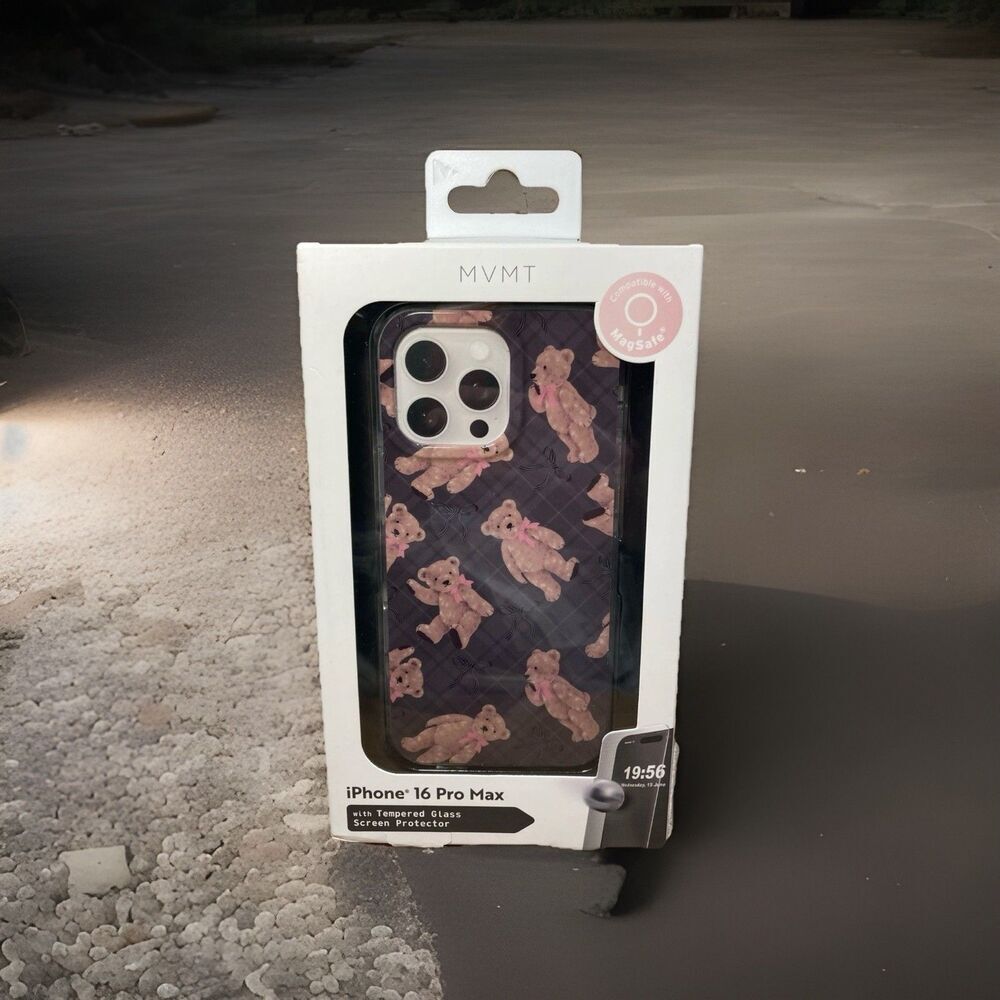 MVMT iPhone 16 Pro Max TEDDY BEAR Print Case With Glass Screen Protector MagSafe